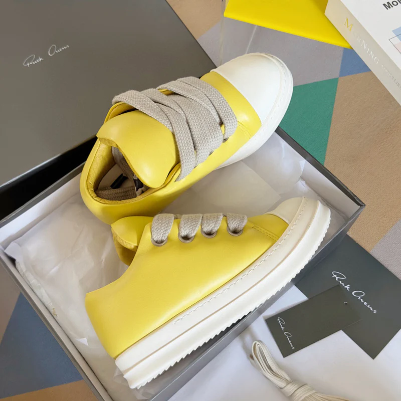 Rick Owens Yellow Low-Top Sneakers - Soul Replicas