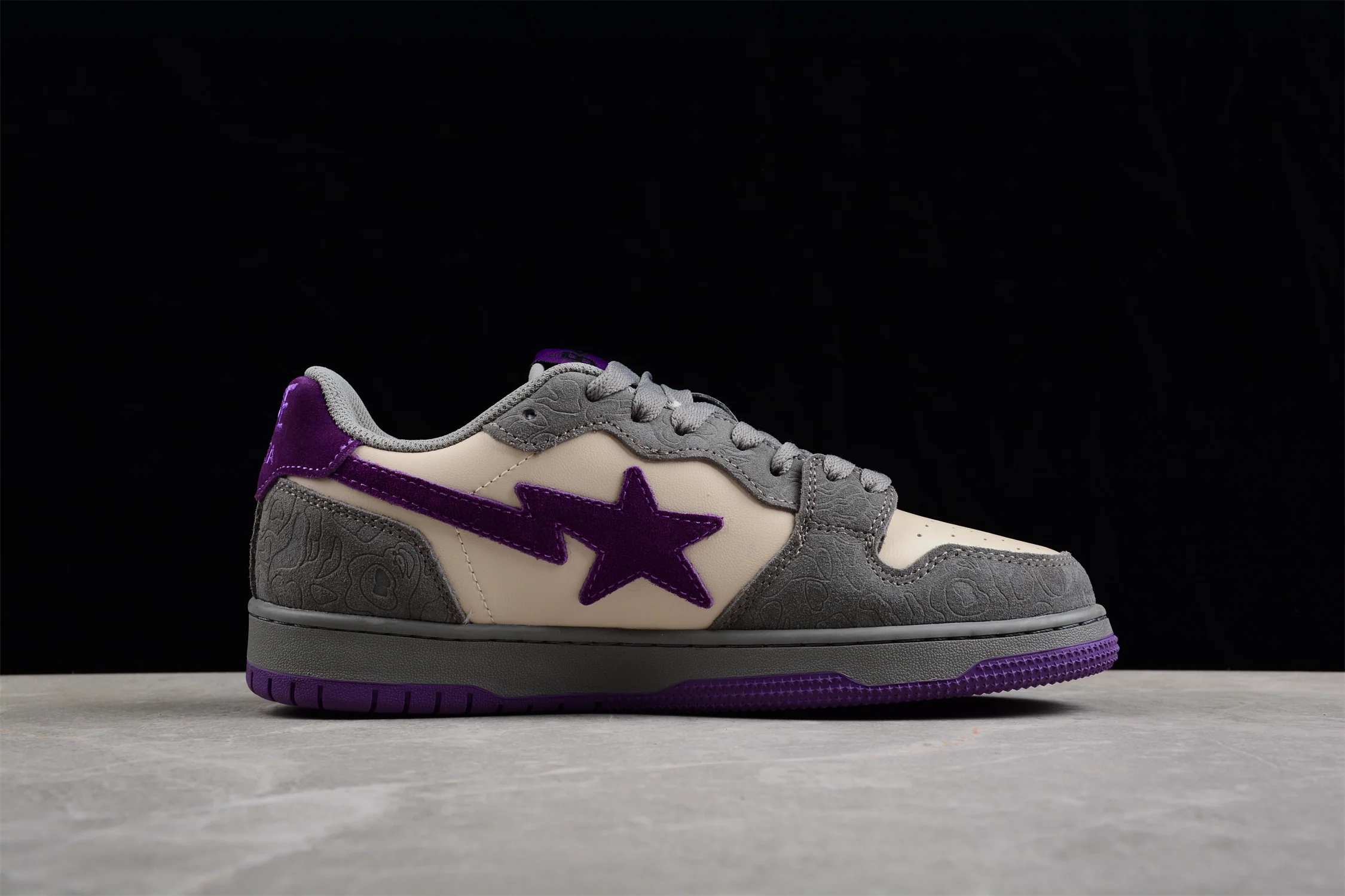 BAPE STA Low-Top Sneakers in Grey and Purple - Soul Replicas