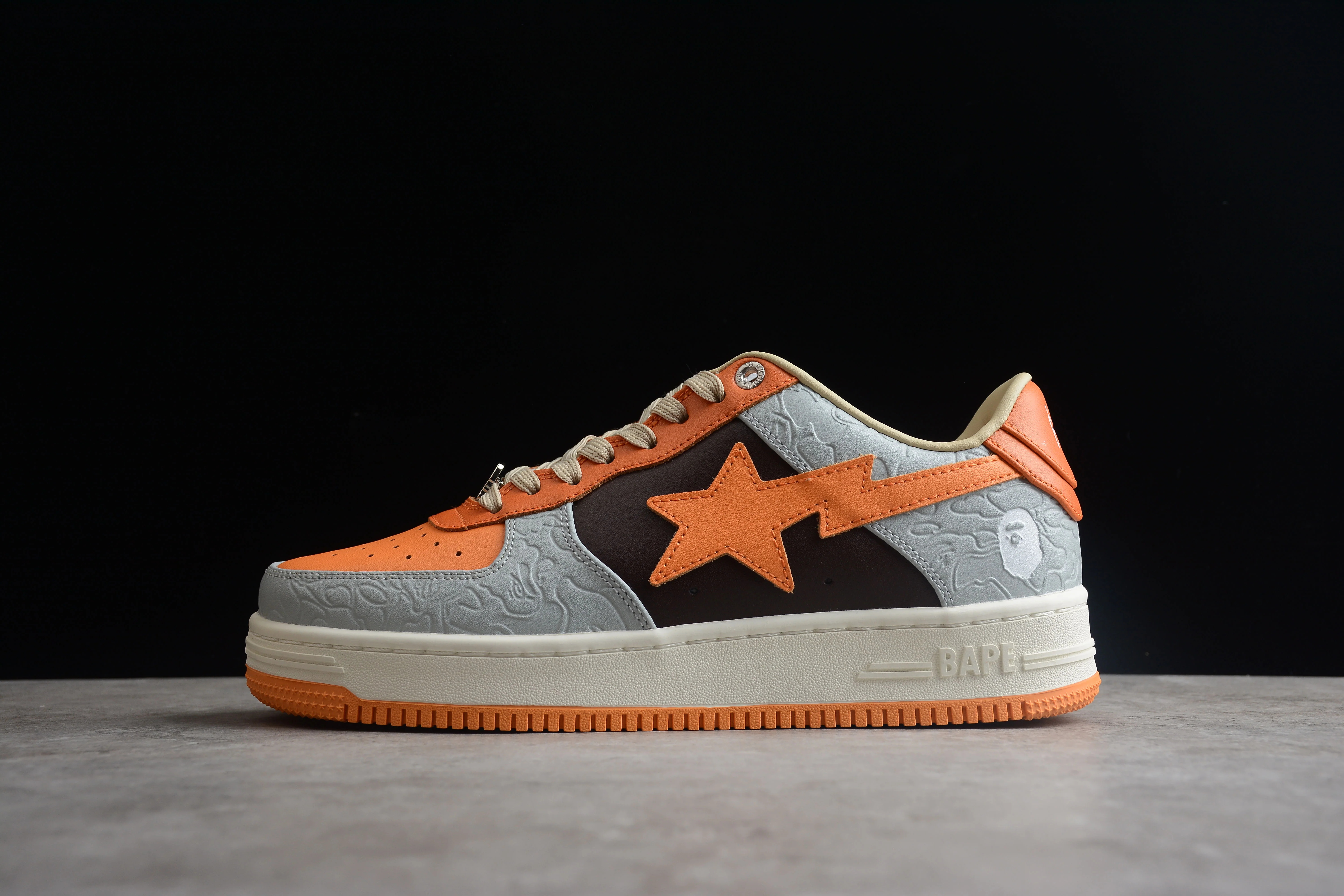 BAPE STA Low-Top Orange and Grey Sneakers - Soul Replicas