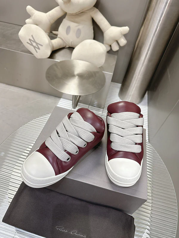 Rick Owens Burgundy Low-Top Sneakers - Soul Replicas