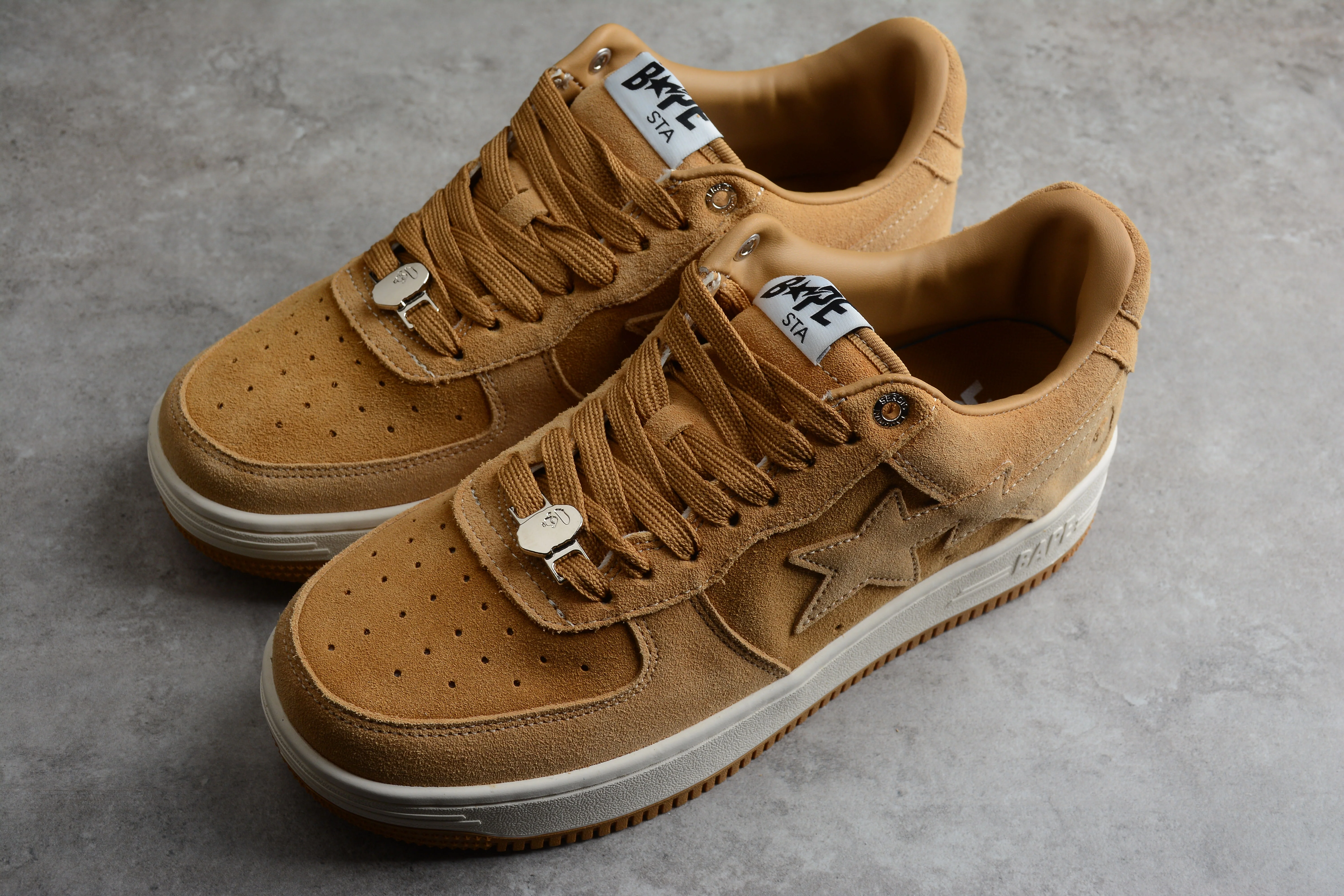 BAPE STA Low-Top Tan Suede Sneakers - Soul Replicas