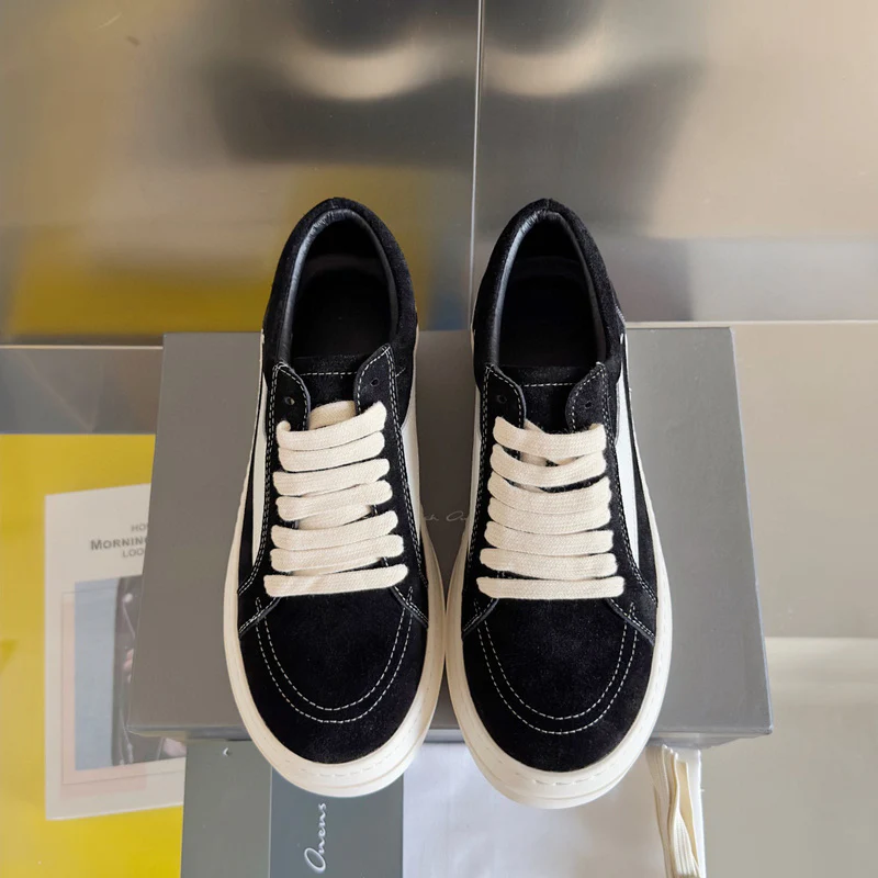 Rick Owens Black Suede Low-Top Sneakers - Soul Replicas