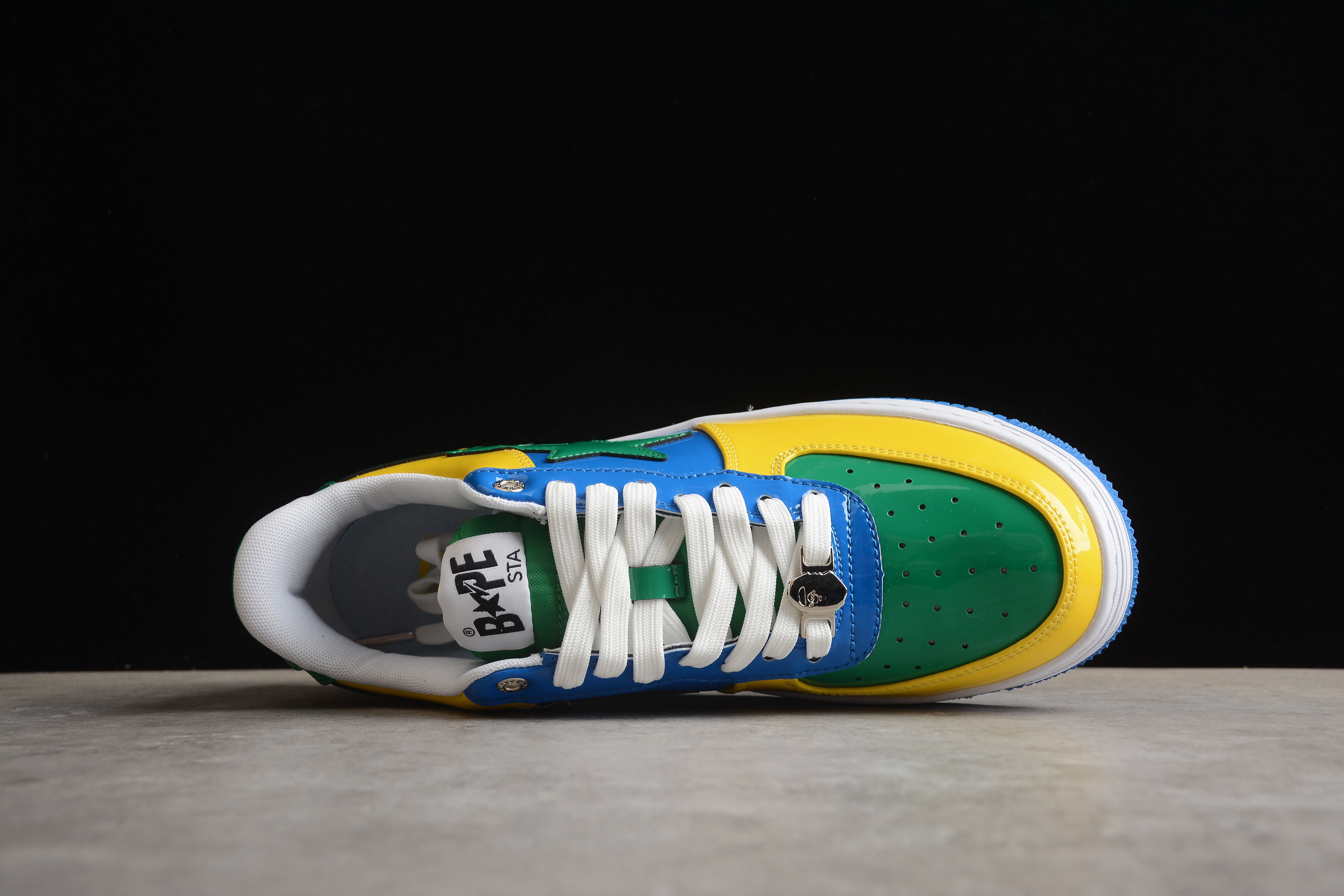 BAPE STA Low-Top Sneakers in Green, Blue, and Yellow - Soul Replicas