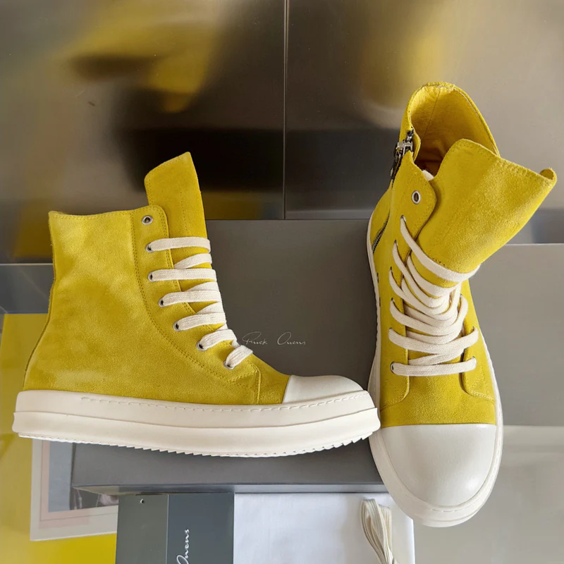 Rick Owens Yellow High-Top Sneakers - Soul Replicas