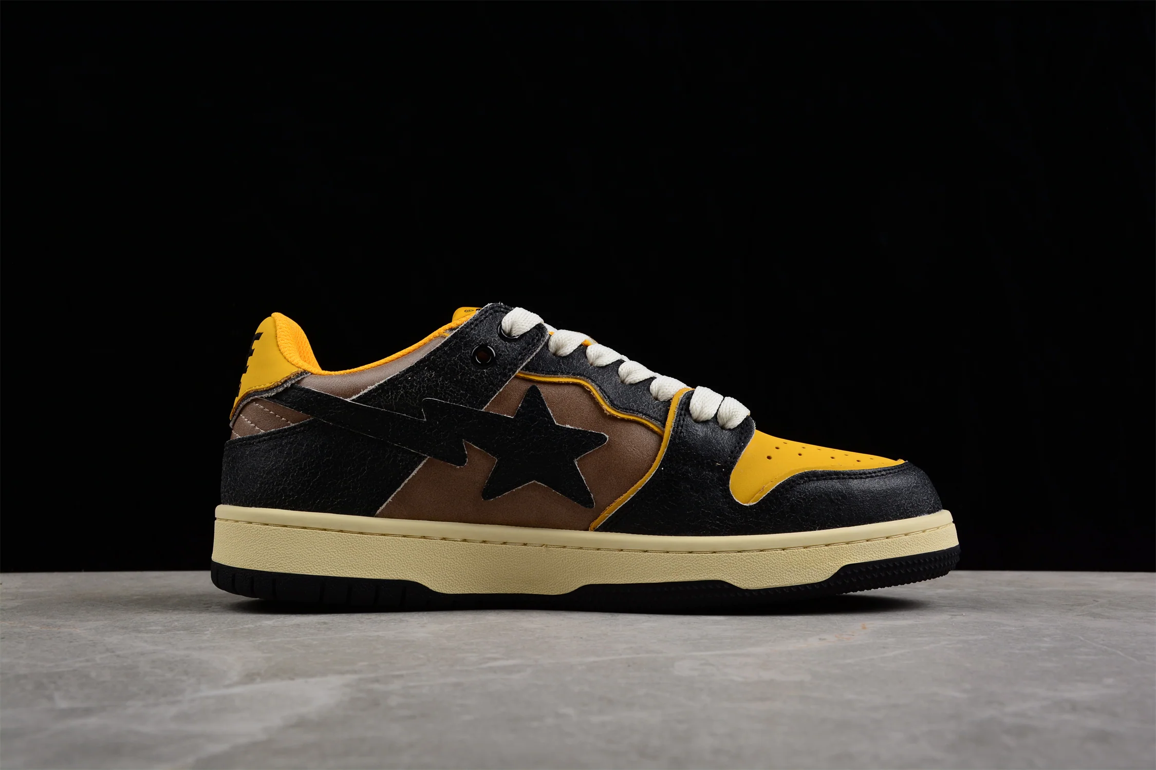 BAPE STA Low Top Sneakers in Black and Yellow - Soul Replicas