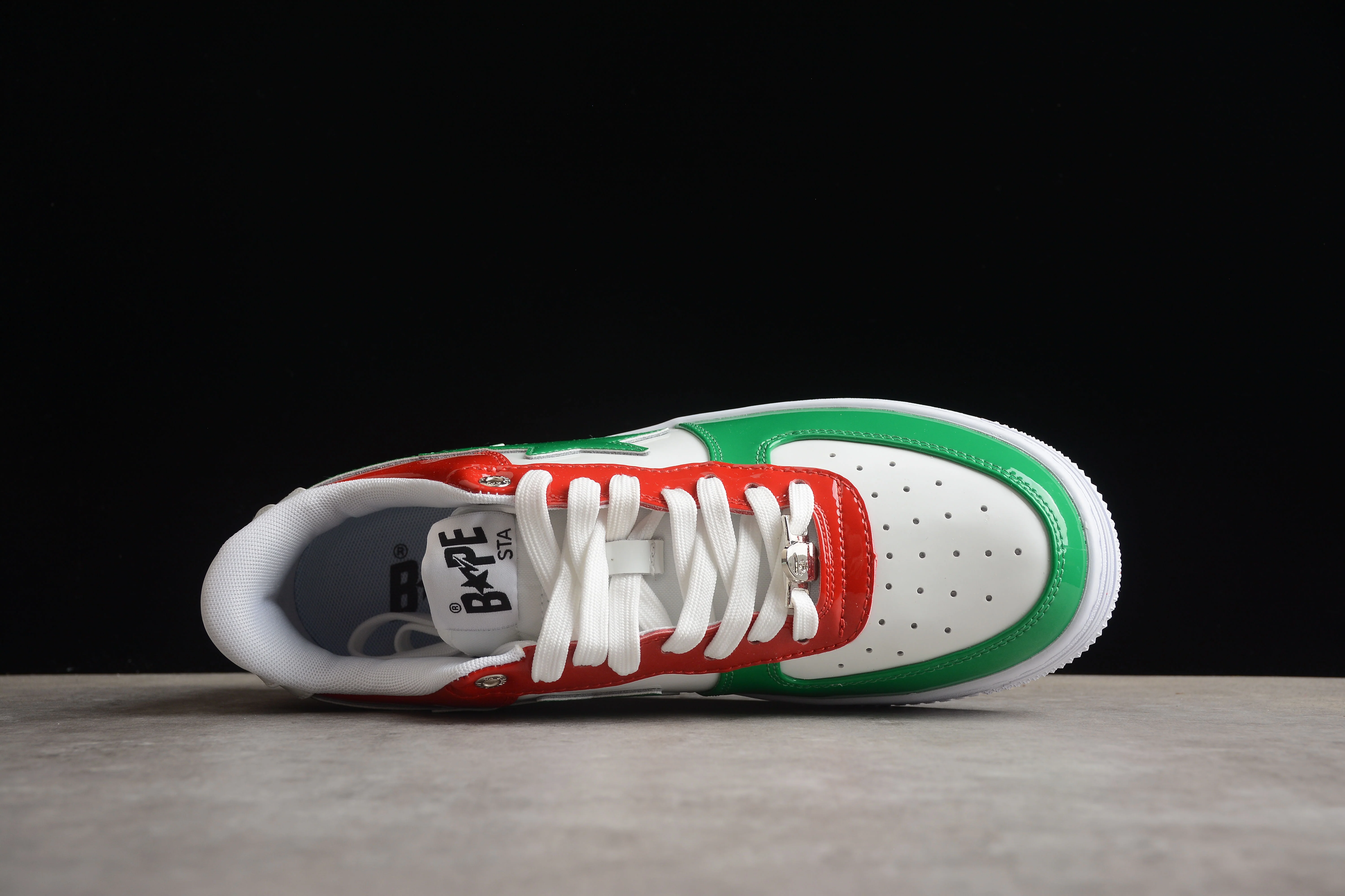BAPE STA Low-Top Sneakers in Red, Green, and White - Soul Replicas