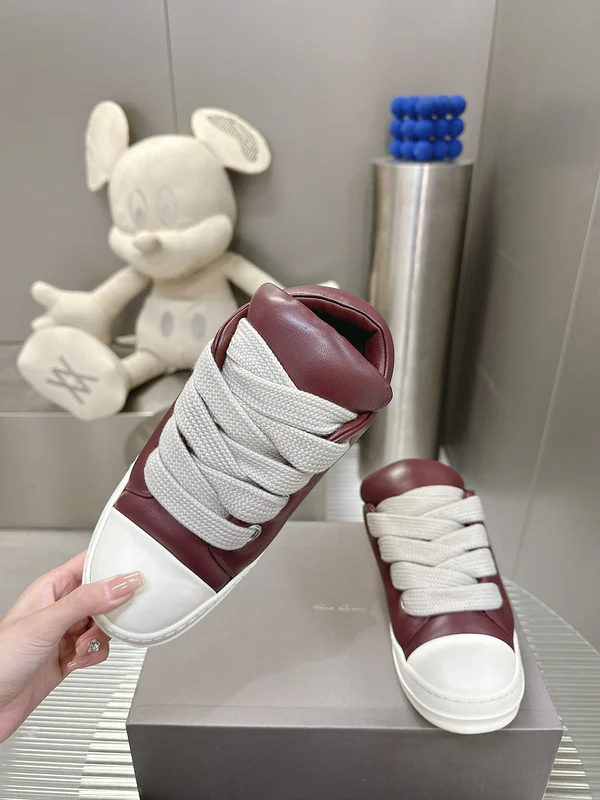 Rick Owens Burgundy Low-Top Sneakers - Soul Replicas