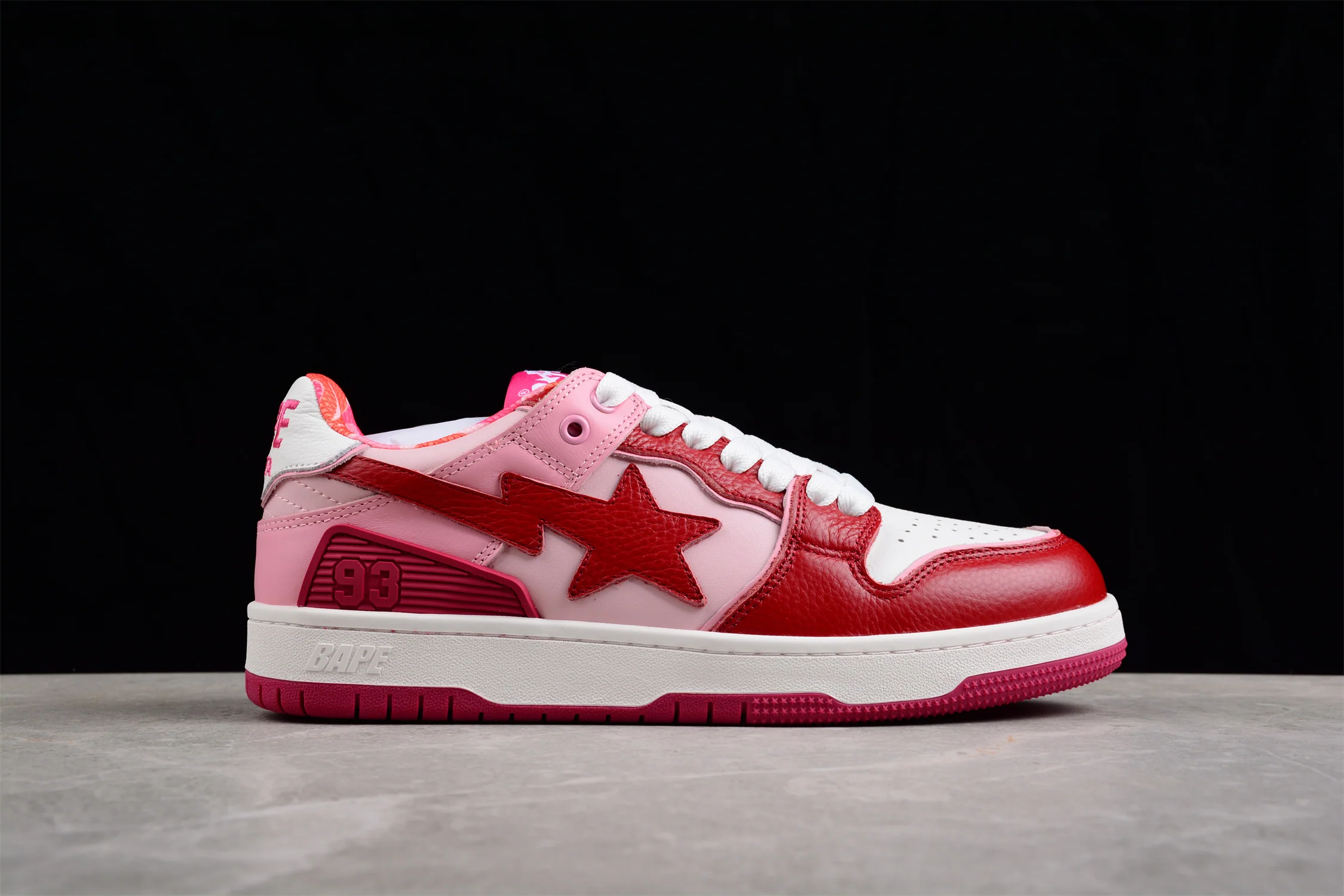 BAPE STA Low-Top Sneakers in Red and Pink - Soul Replicas