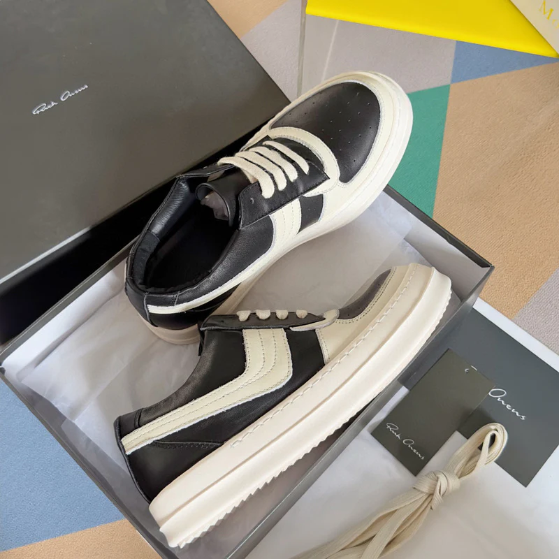 Rick Owens Black and White Low-Top Sneakers - Soul Replicas
