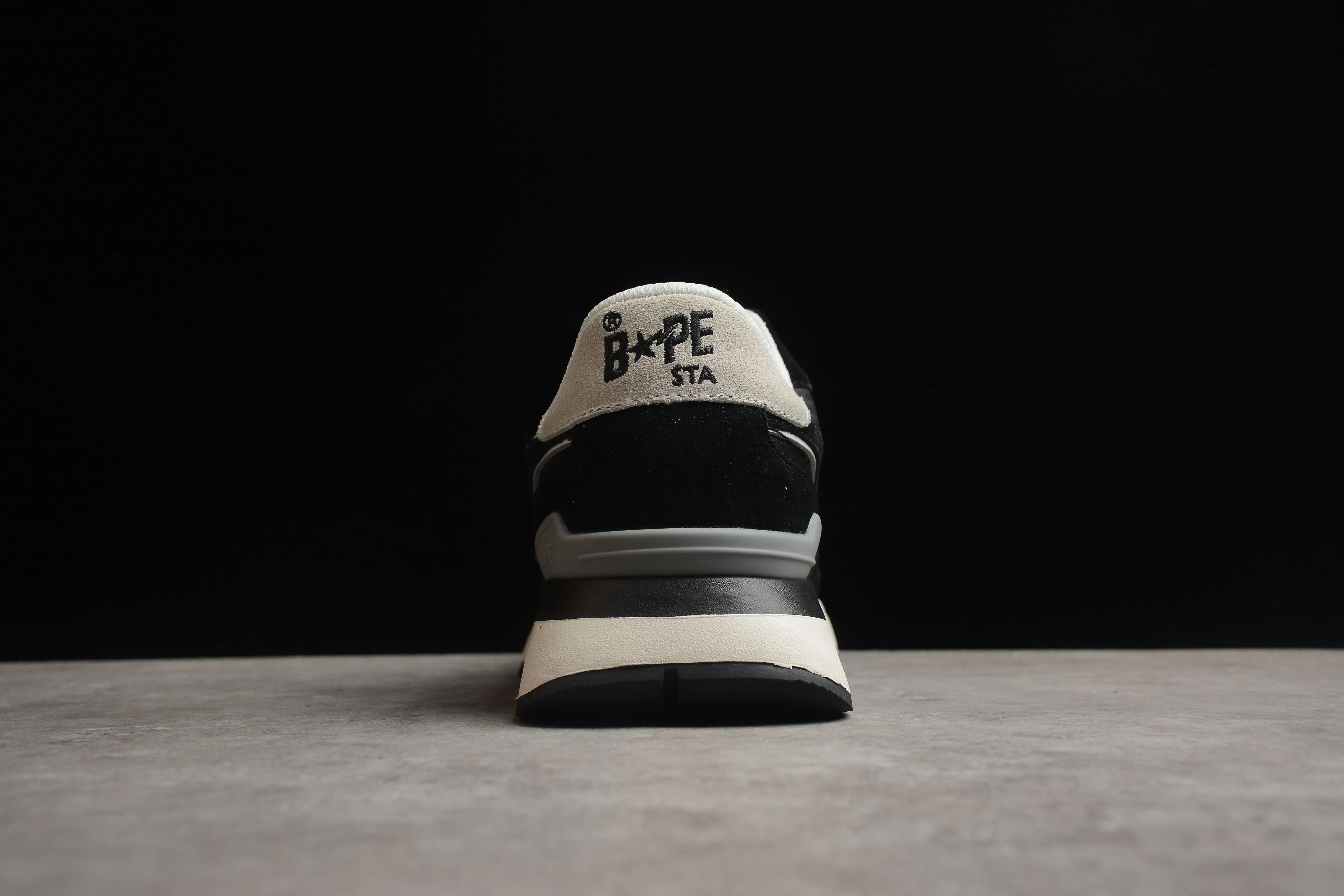 BAPE STA Retro Runner Black and White Sneakers - Soul Replicas