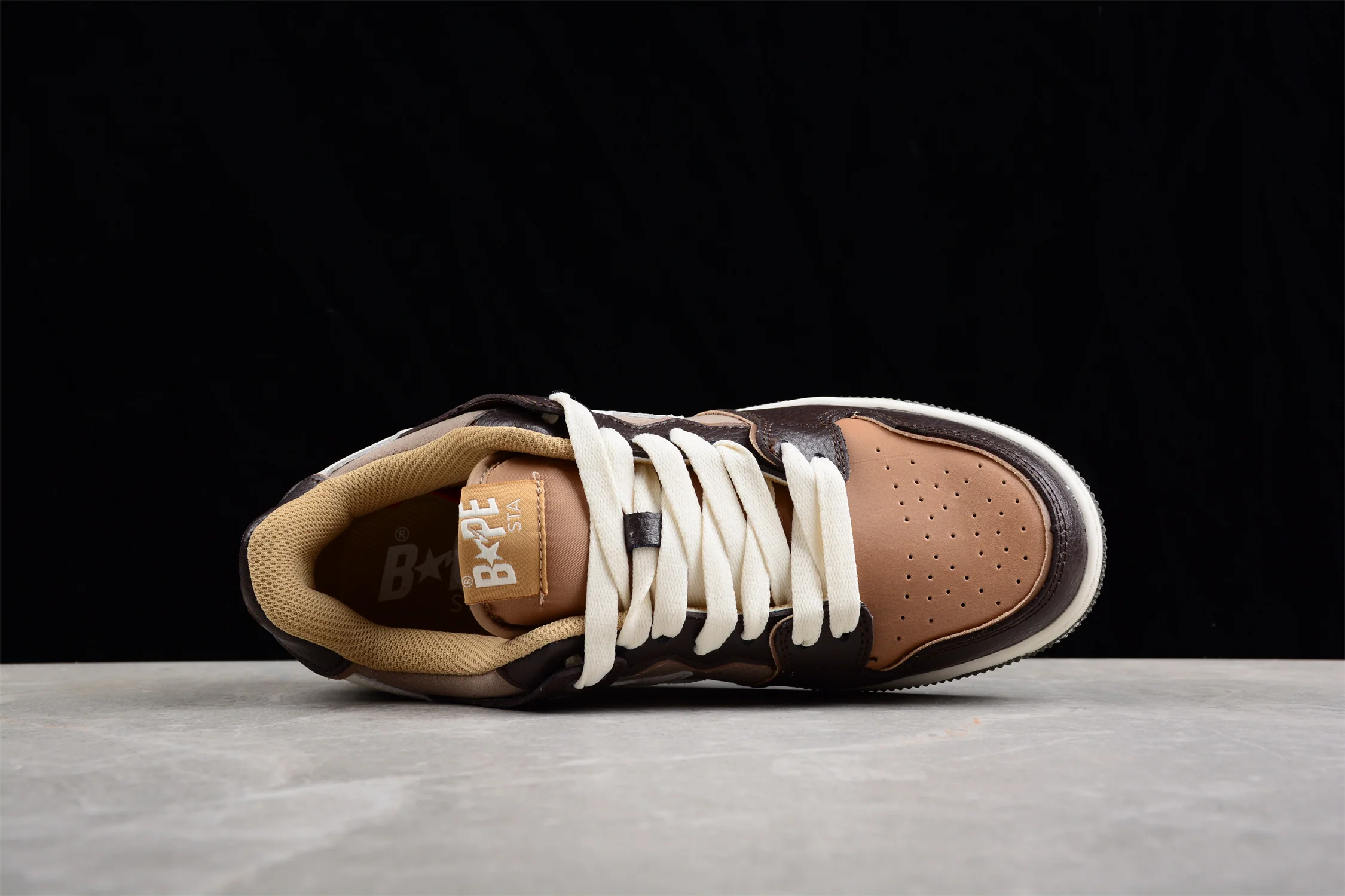 BAPE STA Low-Top Sneakers in Brown and Beige - Soul Replicas