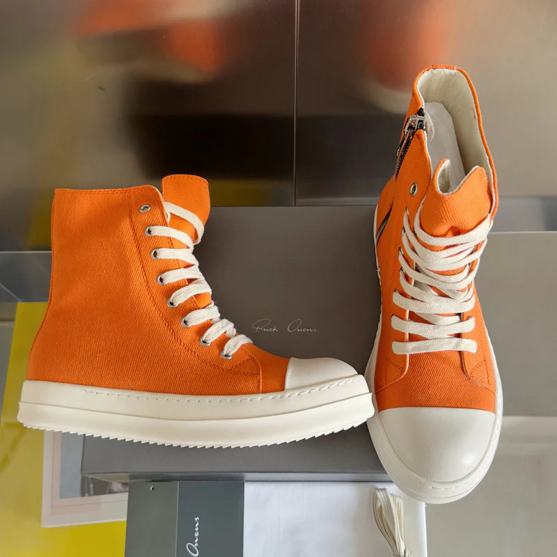 Rick Owens Orange High-Top Sneakers - Soul Replicas