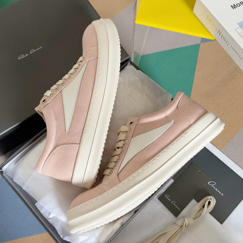 Rick Owens Pink Canvas Low-Top Sneakers - Soul Replicas
