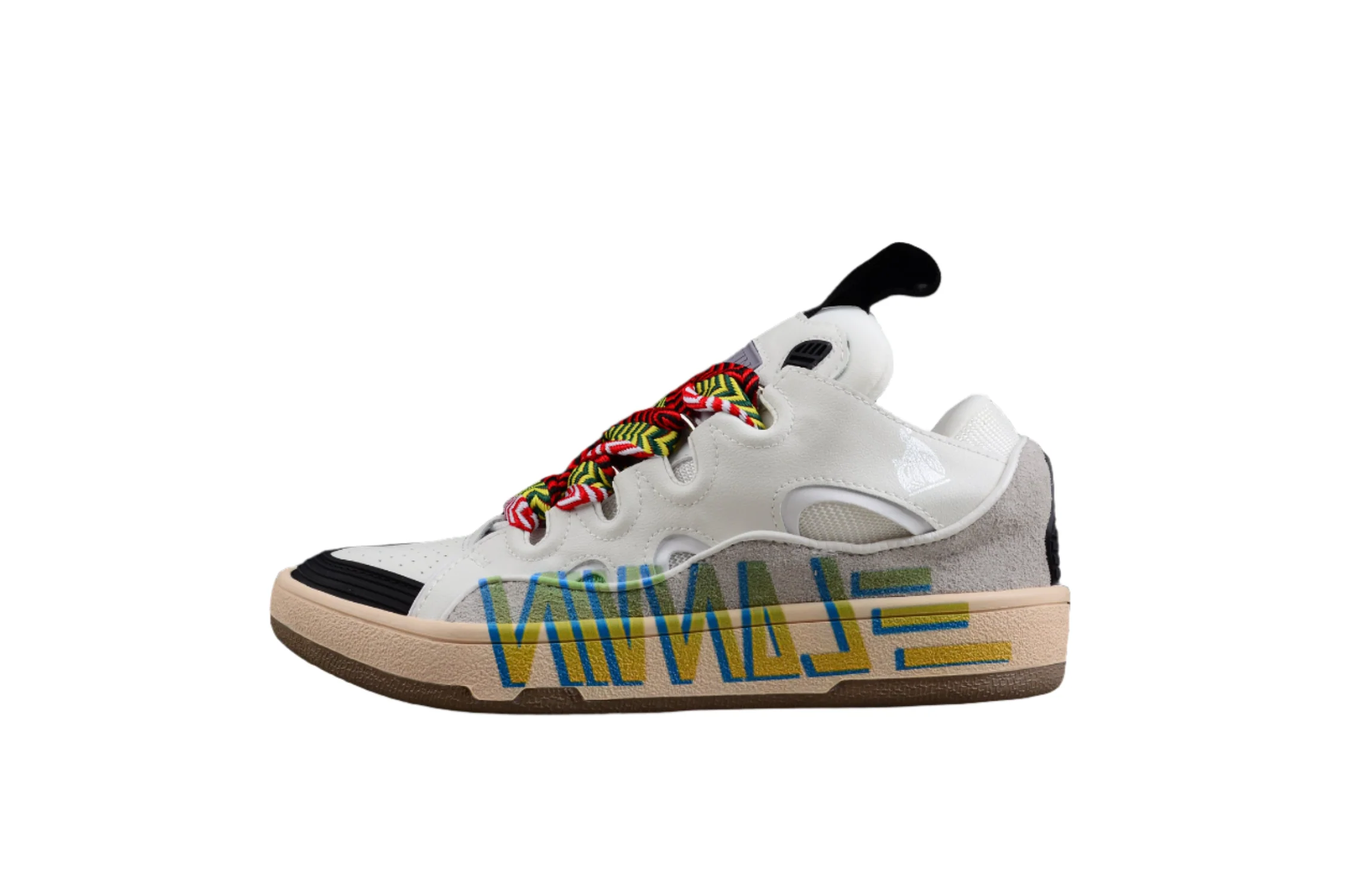 White Low Top Sneakers with Multicolor Laces - Soul Replicas