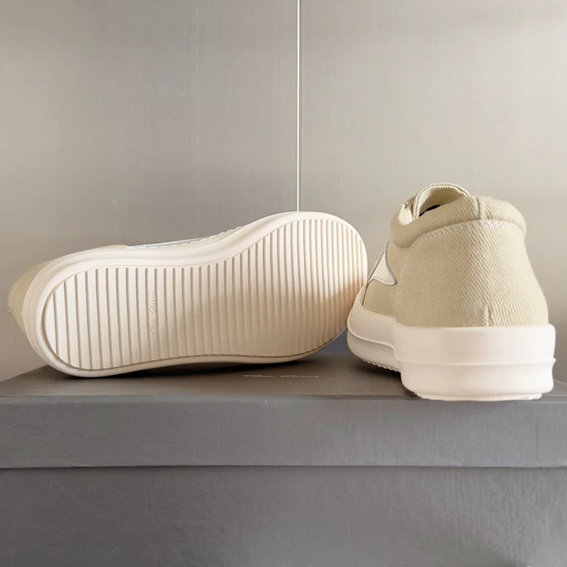Rick Owens Beige Canvas Low-Top Sneakers - Soul Replicas