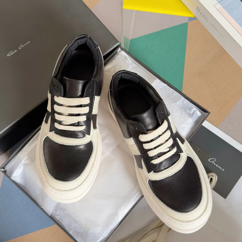 Rick Owens Black and White Low-Top Sneakers - Soul Replicas