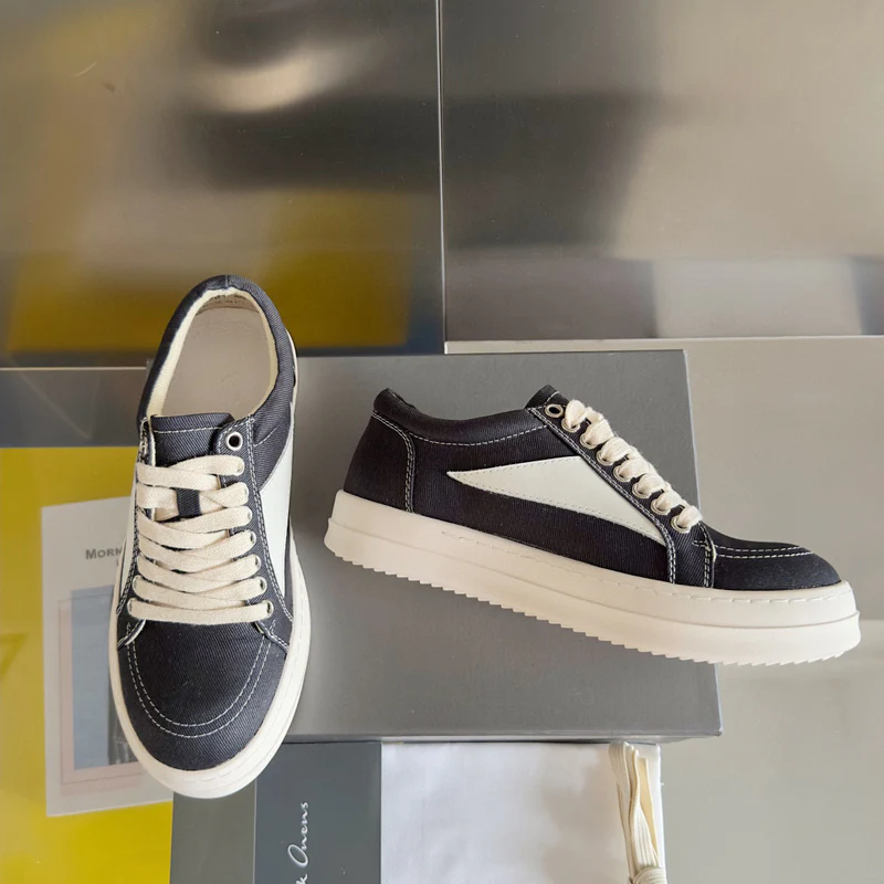Rick Owens Black Canvas Low-Top Sneakers - Soul Replicas