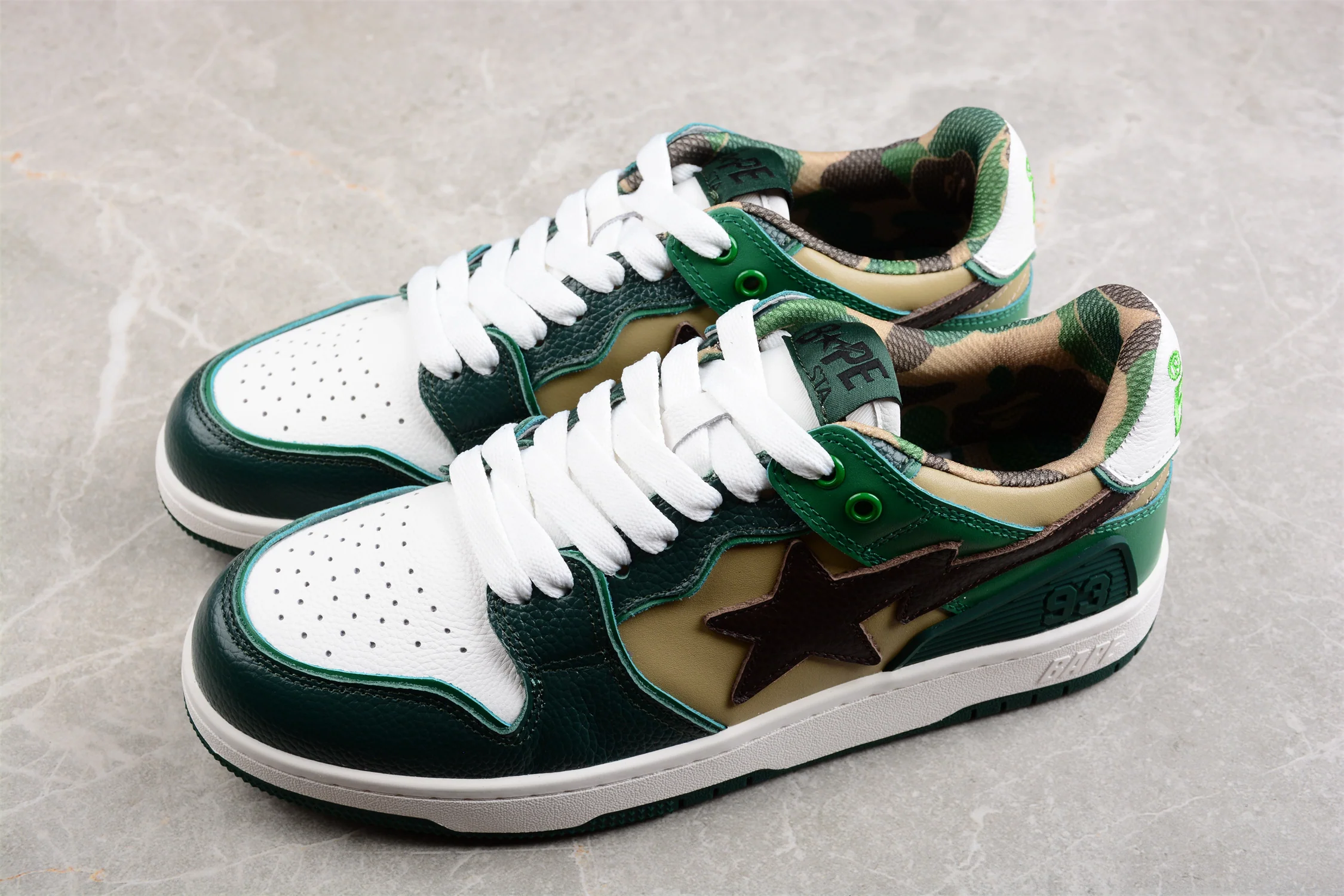 BAPE STA Low-Top Sneakers in Green and Brown - Soul Replicas