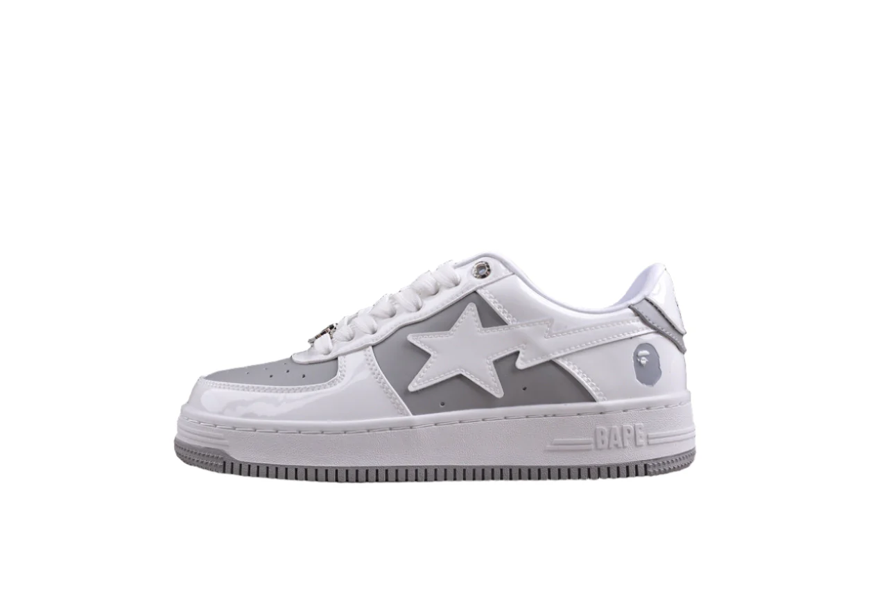 BAPE STA Low-Top Sneakers in White and Grey - Soul Replicas
