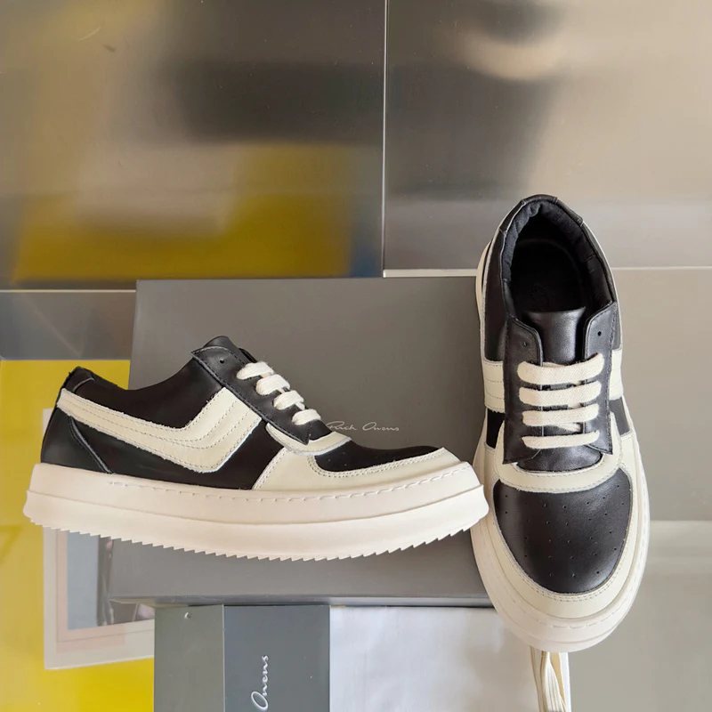 Rick Owens Black and White Low-Top Sneakers - Soul Replicas