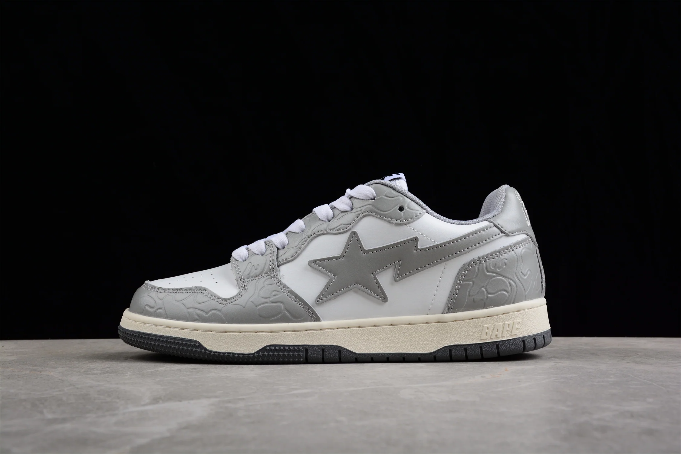 BAPE STA Low-Top Sneakers in White and Gray - Soul Replicas