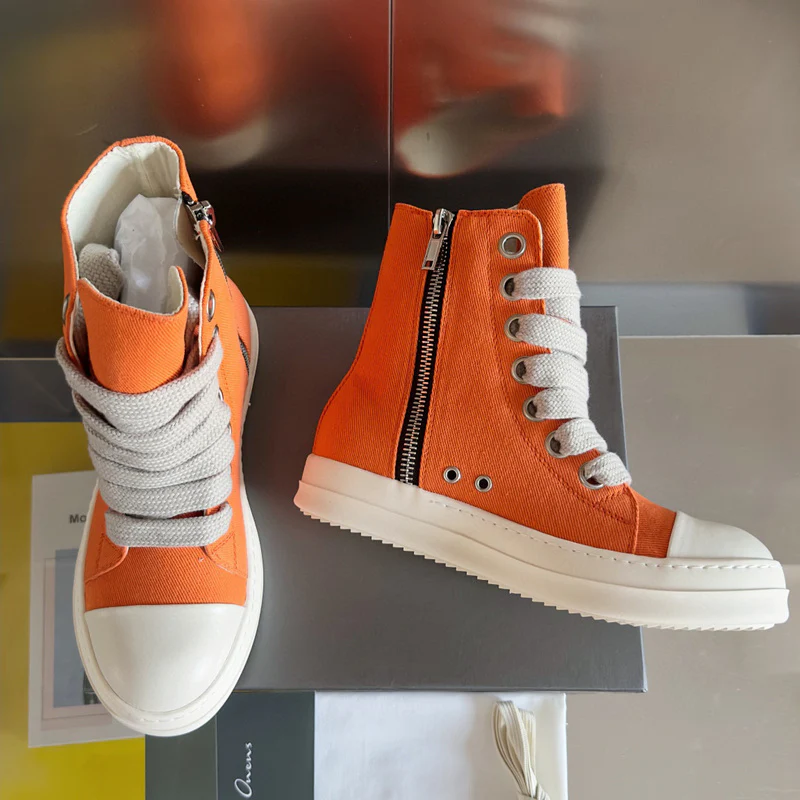 Rick Owens Orange High-Top Sneakers - Soul Replicas