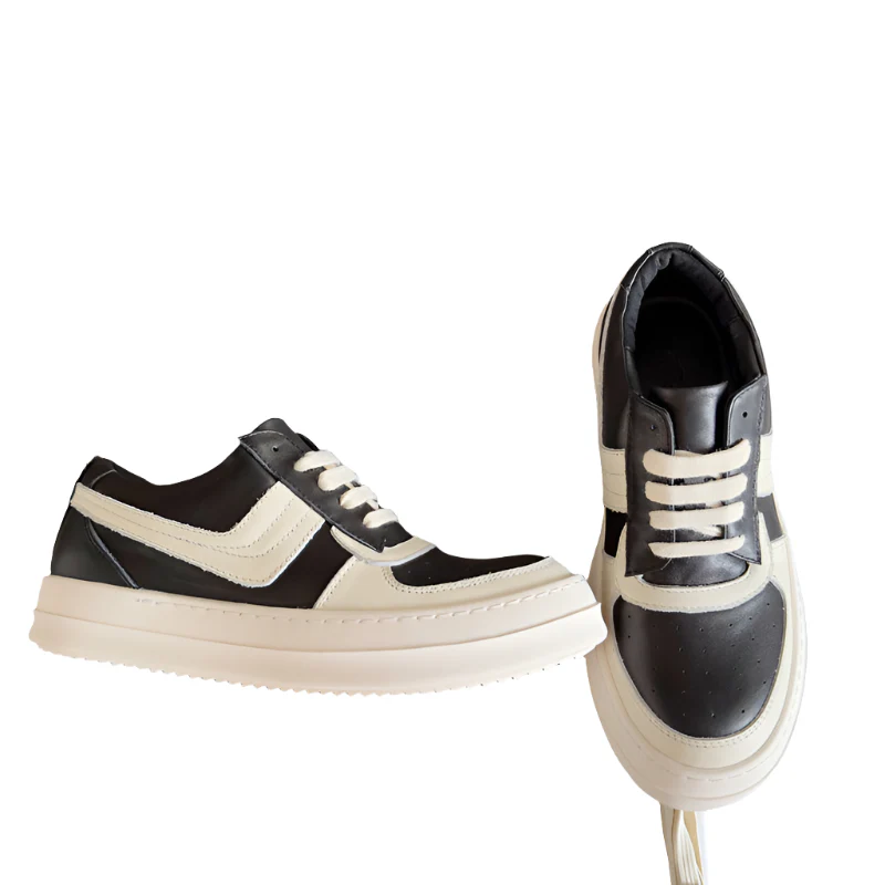 Rick Owens Black and White Low-Top Sneakers - Soul Replicas