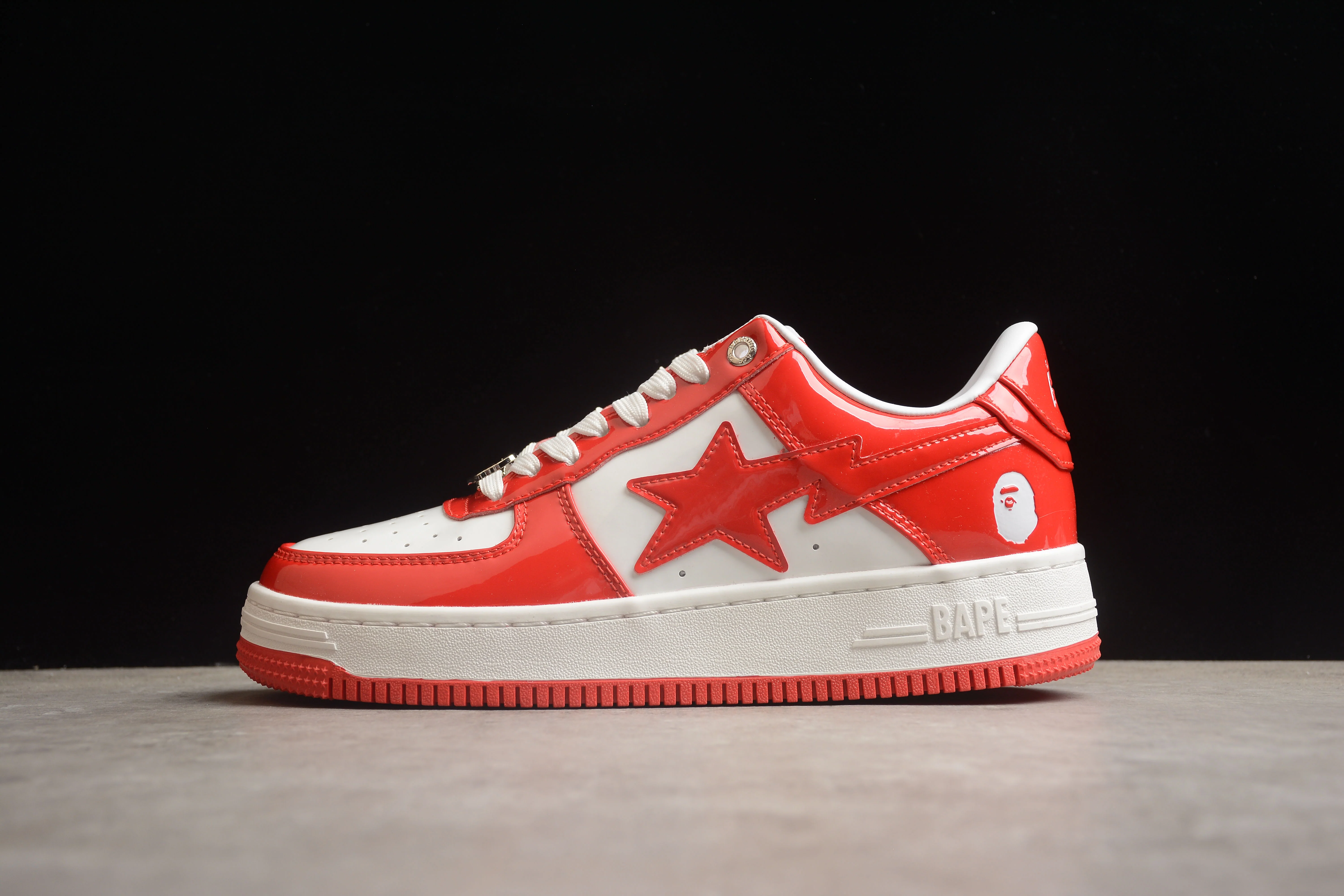 BAPE STA Low-Top Sneakers in Red and White - Soul Replicas