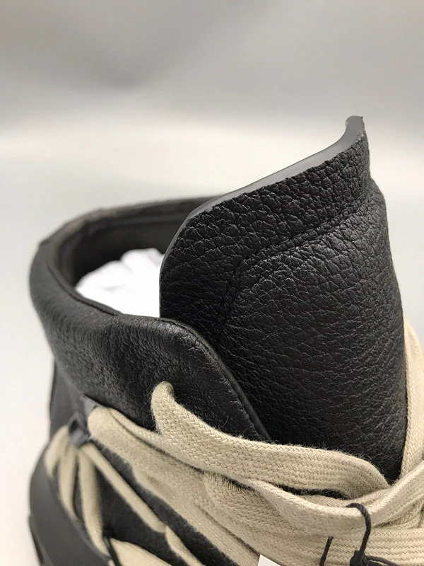 Rick Owens Black High-Top Sneakers with Beige Straps - Soul Replicas