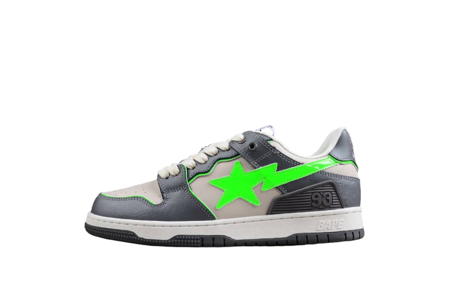 BAPE STA Low-Top Sneakers in Grey and Neon Green - Soul Replicas