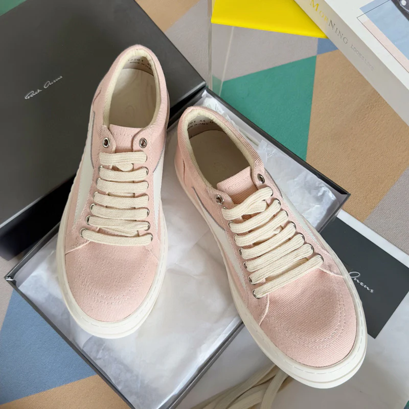 Rick Owens Pink Canvas Low-Top Sneakers - Soul Replicas