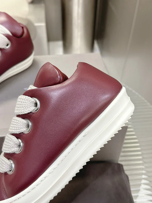 Rick Owens Burgundy Low-Top Sneakers - Soul Replicas