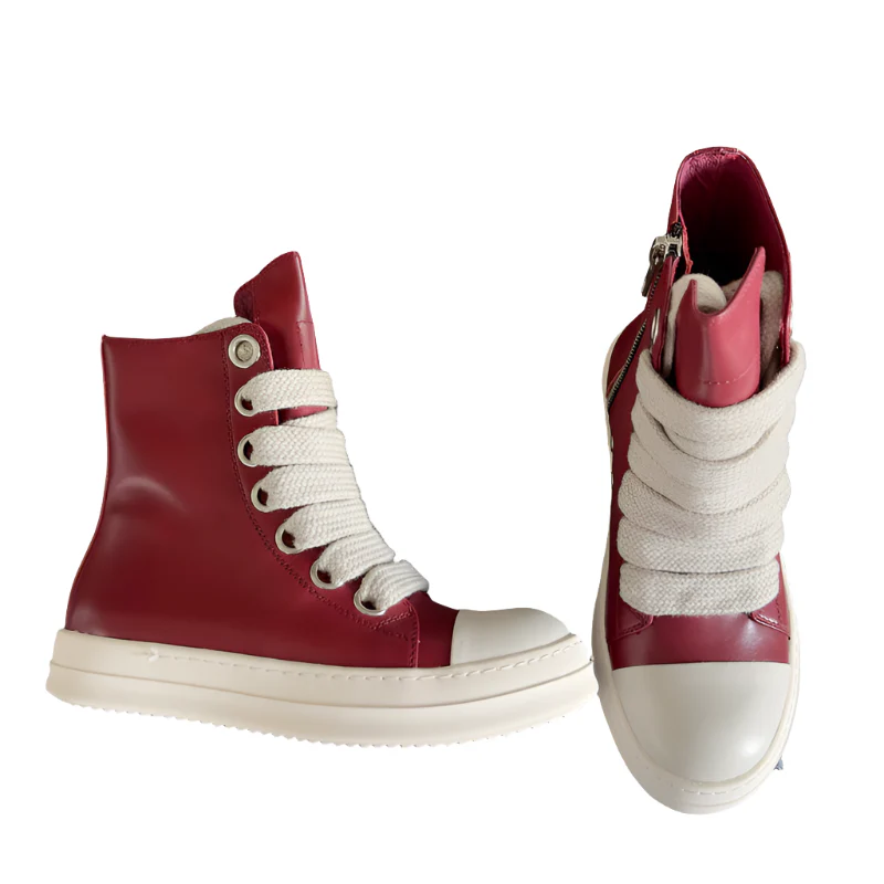 Rick Owens Red High-Top Sneakers - Soul Replicas