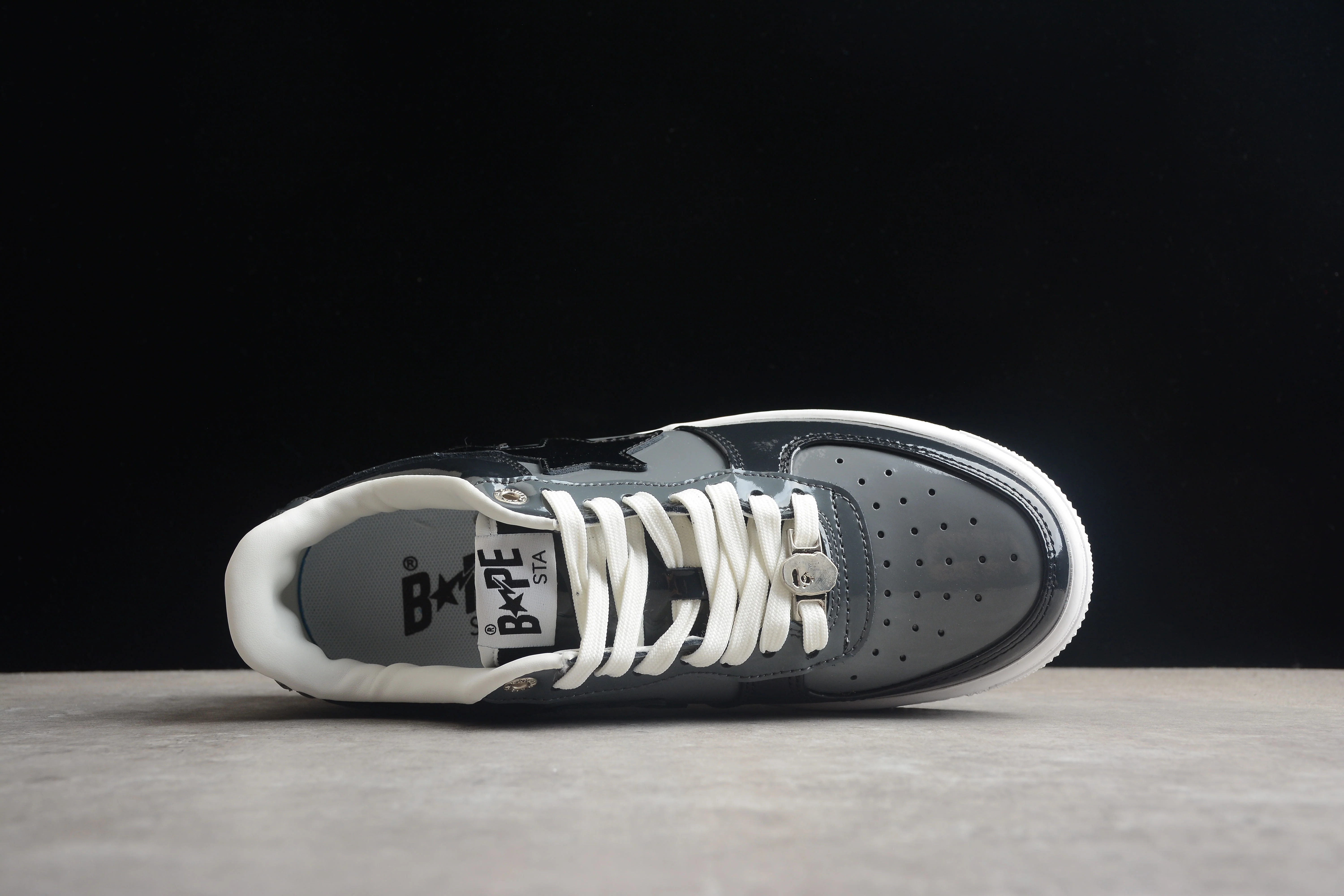 BAPE STA Black Patent Leather Low-Top Sneakers - Soul Replicas