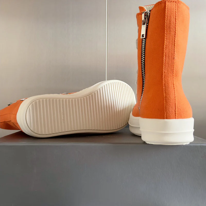 Rick Owens Orange High-Top Sneakers - Soul Replicas