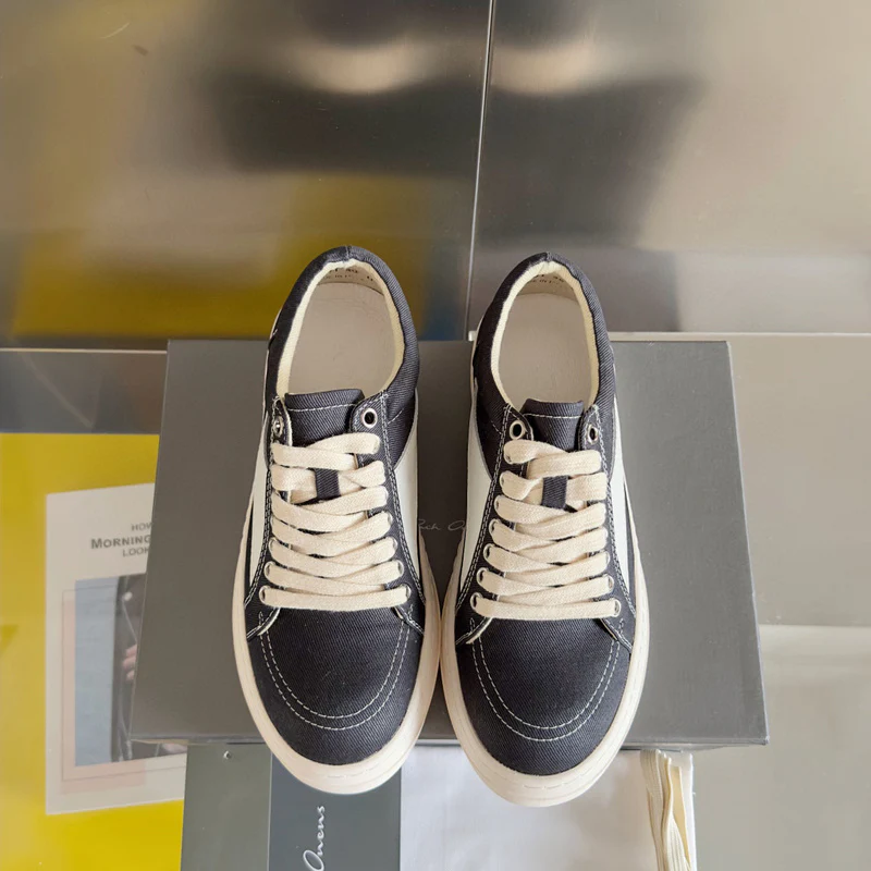 Rick Owens Black Canvas Low-Top Sneakers - Soul Replicas