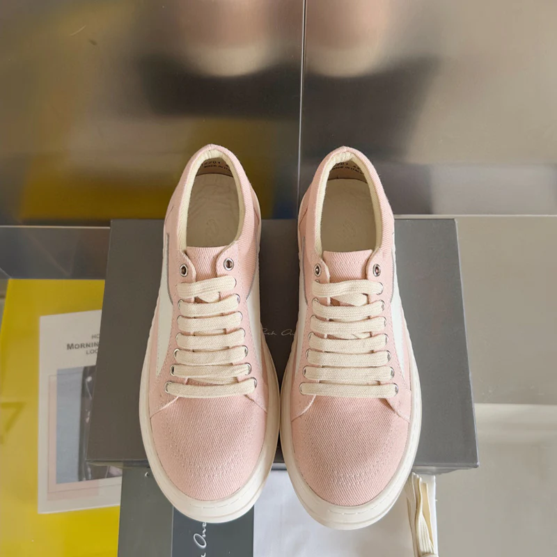 Rick Owens Pink Canvas Low-Top Sneakers - Soul Replicas