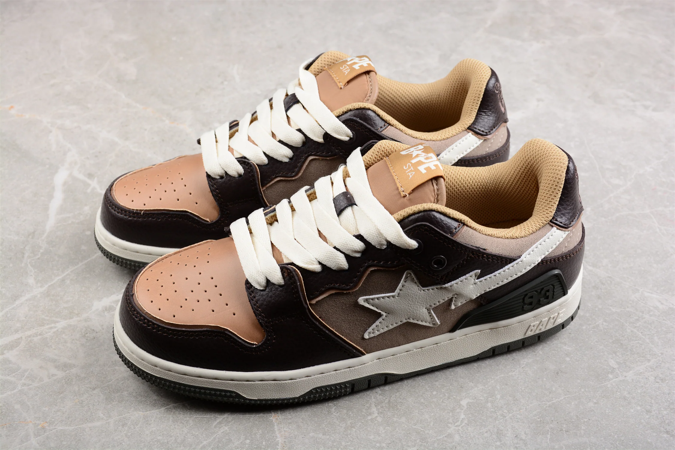 BAPE STA Low-Top Sneakers in Brown and Beige - Soul Replicas