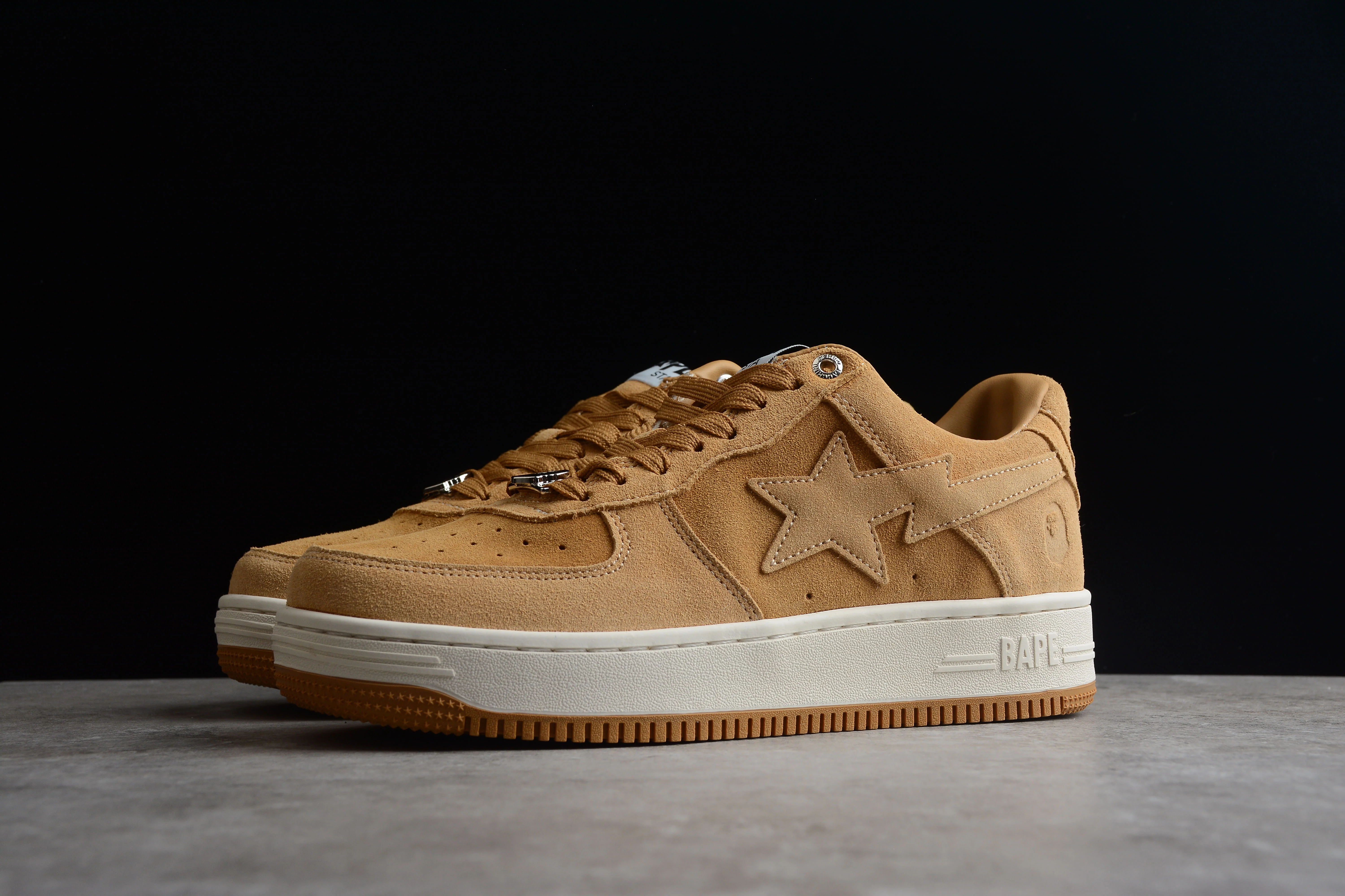 BAPE STA Low-Top Tan Suede Sneakers - Soul Replicas