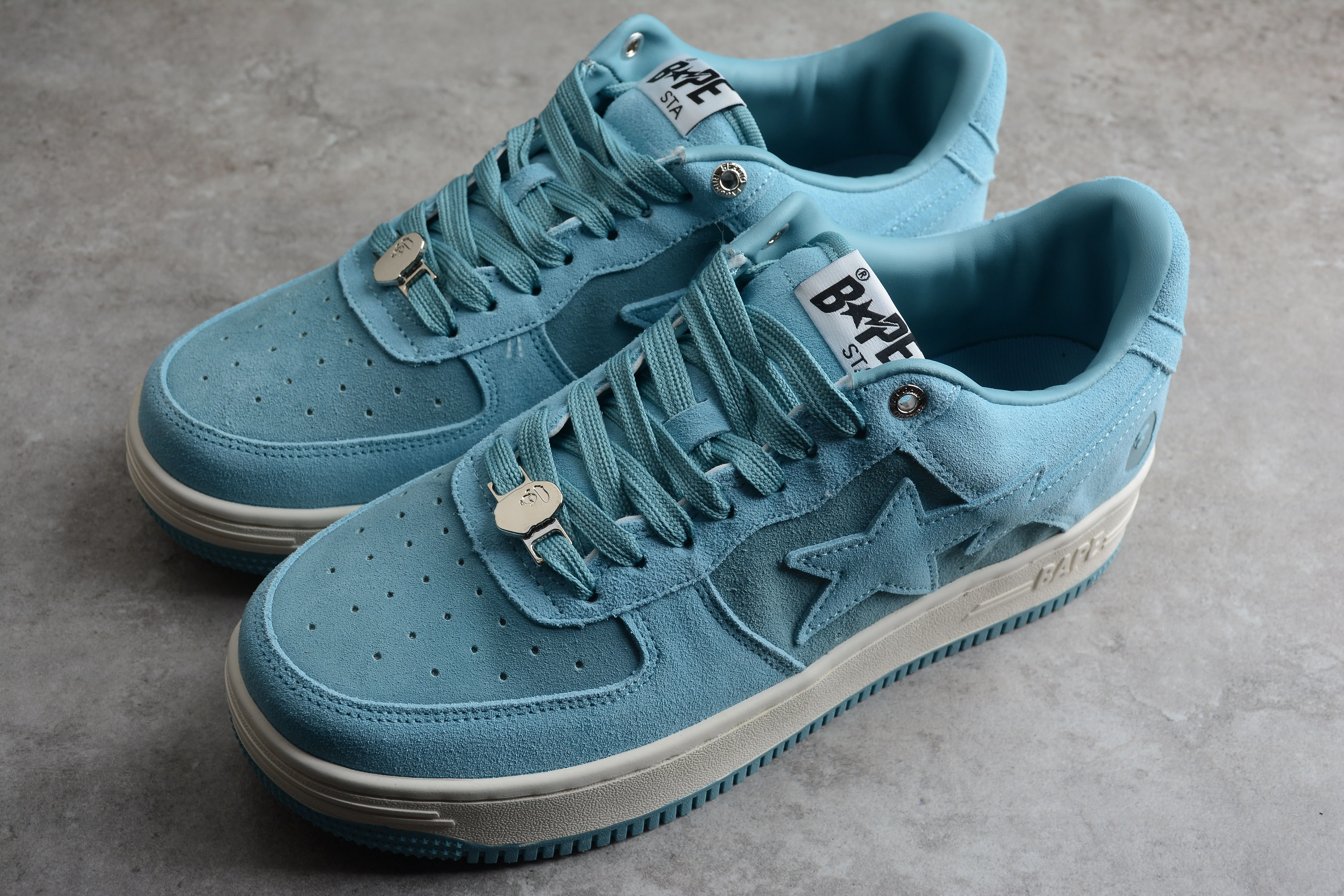 BAPE STA Low-Top Blue Suede Sneakers - Soul Replicas
