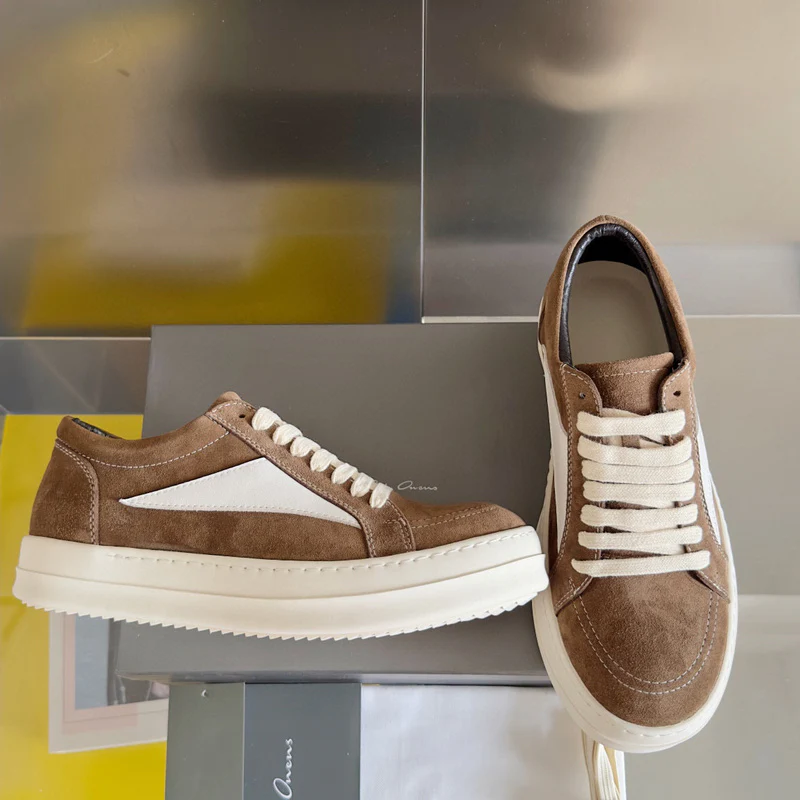 Rick Owens Brown Suede Low-Top Sneakers - Soul Replicas