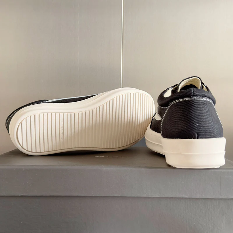 Rick Owens Black Canvas Low-Top Sneakers - Soul Replicas
