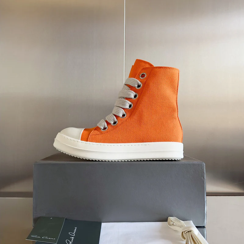 Rick Owens Orange High-Top Sneakers - Soul Replicas