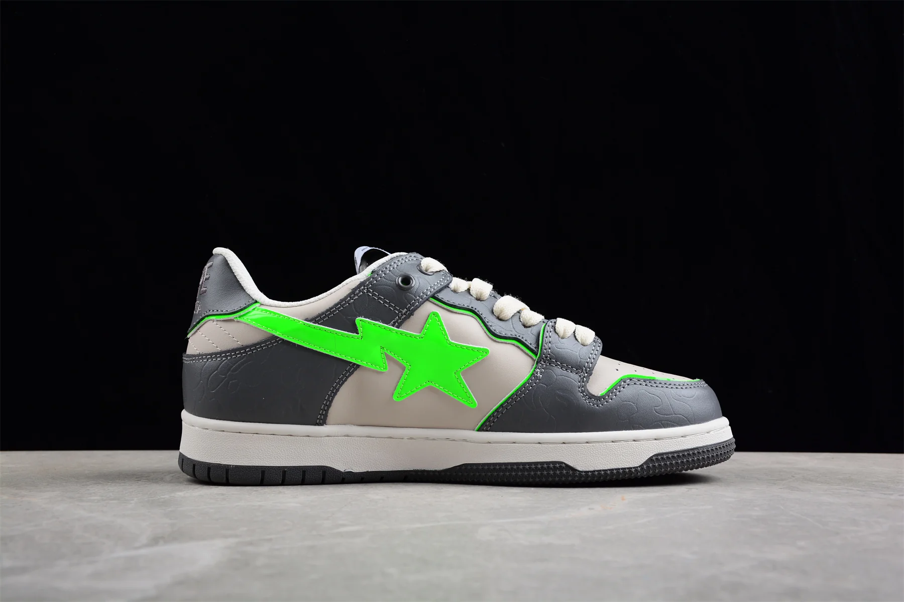 BAPE STA Low-Top Sneakers in Grey and Neon Green - Soul Replicas