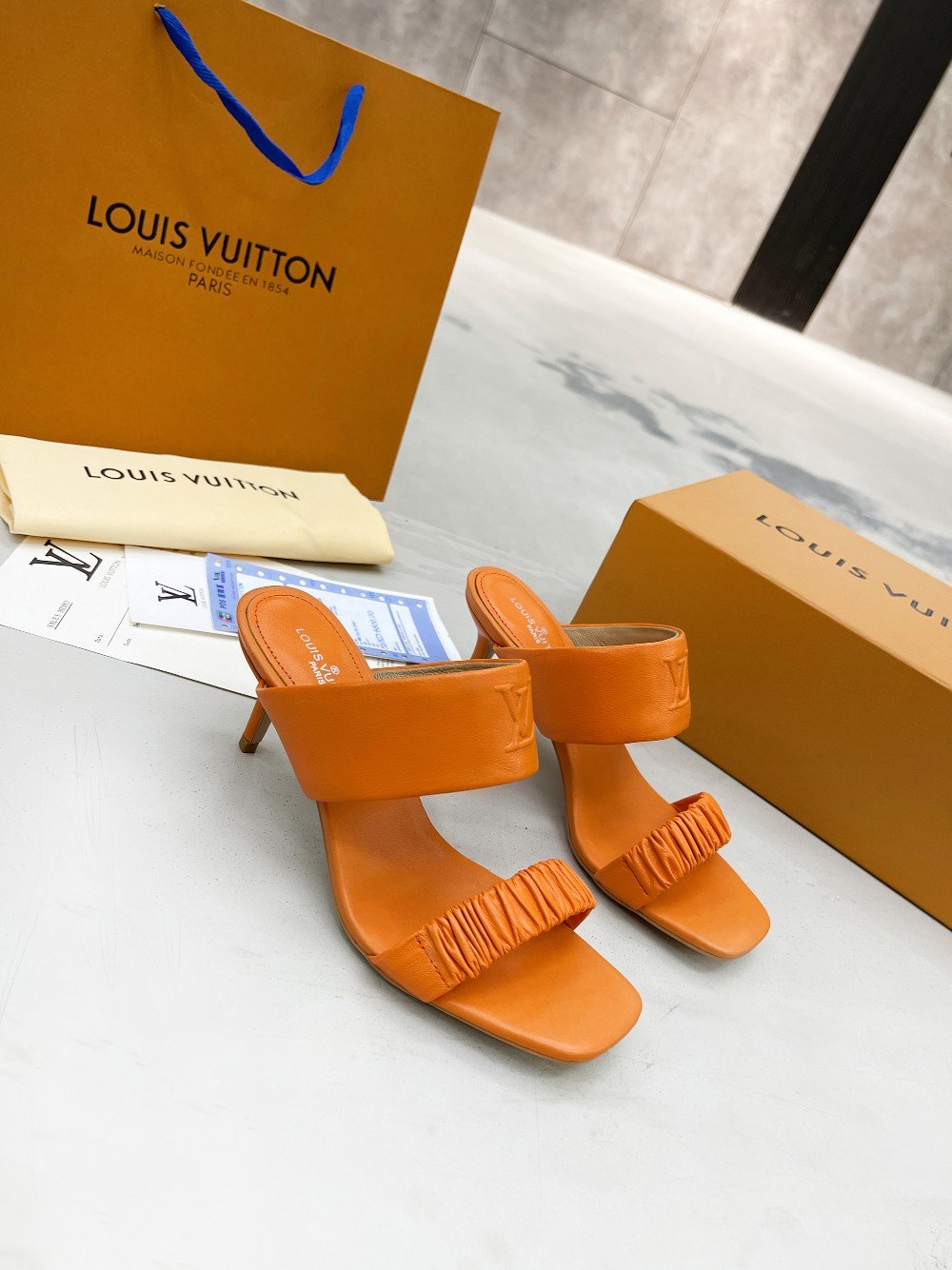 Louis Vuitton Women's Drapy Mule Orange For Women LV - Soul Replicas