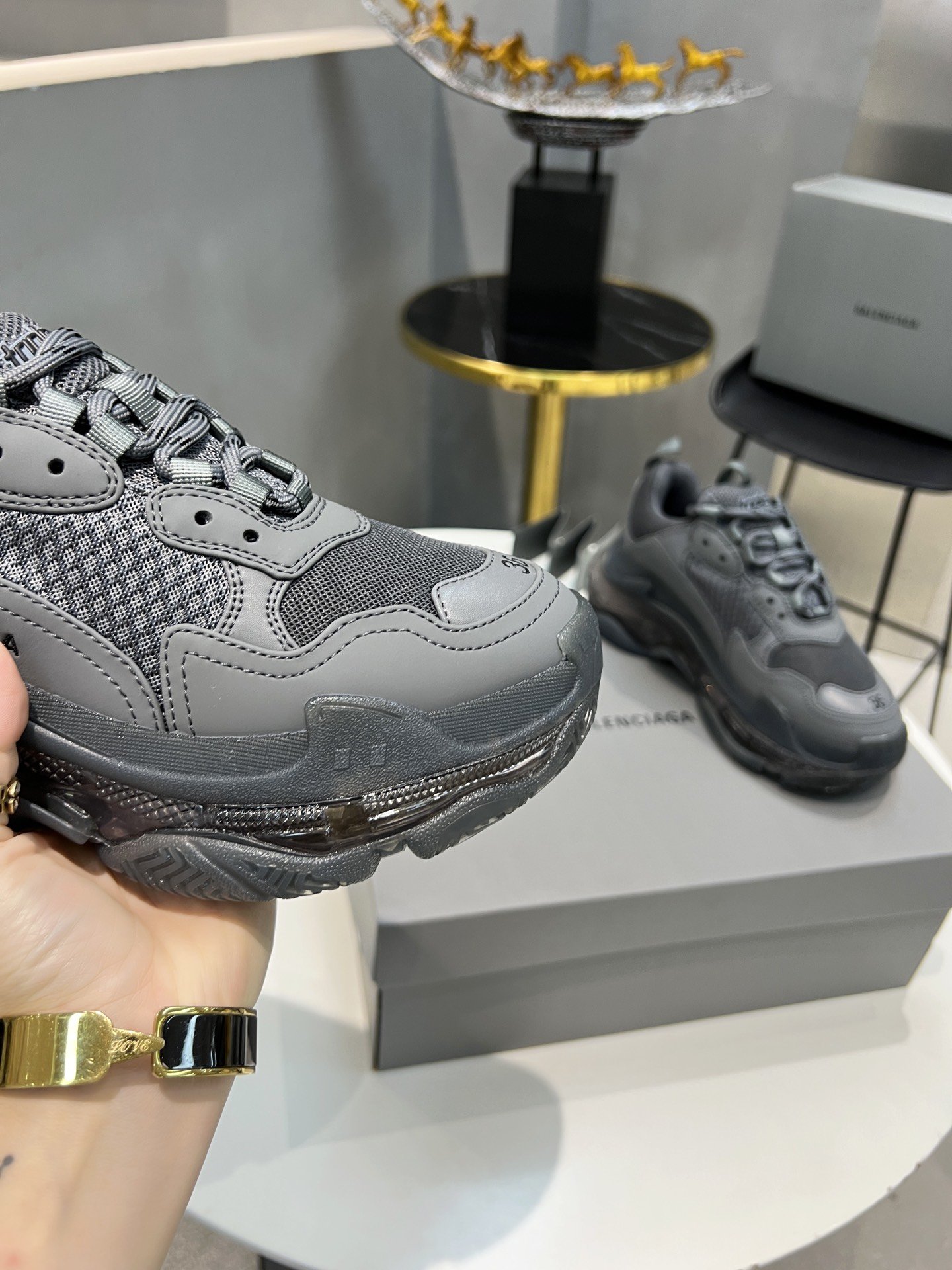 Balenciaga Triple S Trainers Clear Sole Grey For Women - Soul Replicas
