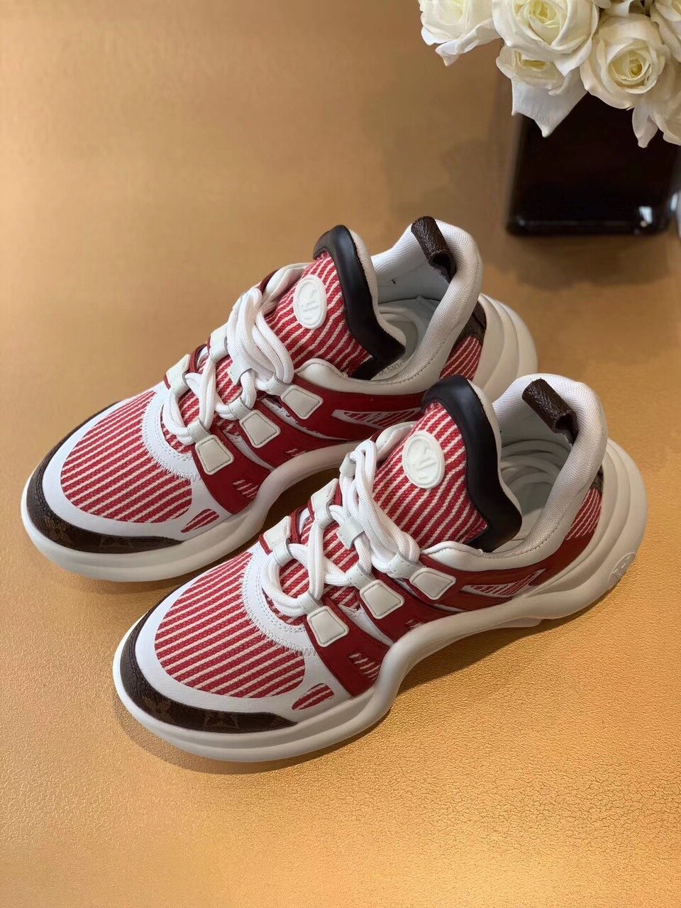 Louis Vuitton LV Archlight Sneaker Mix Of Materials Red For Women LV - Soul Replicas