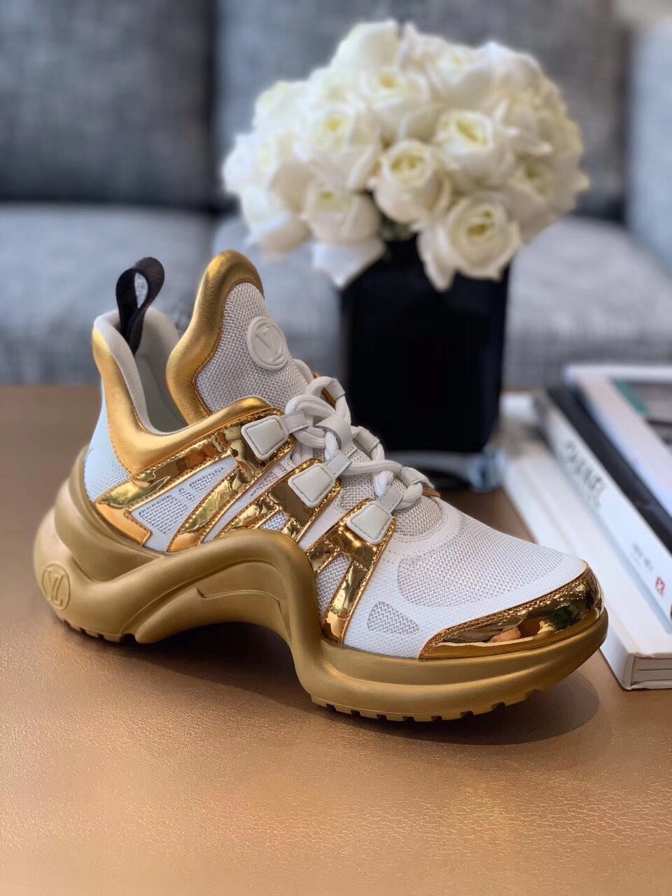 Louis Vuitton LV Archlight Sneaker Monogram Material White/Gold For Women LV - Soul Replicas