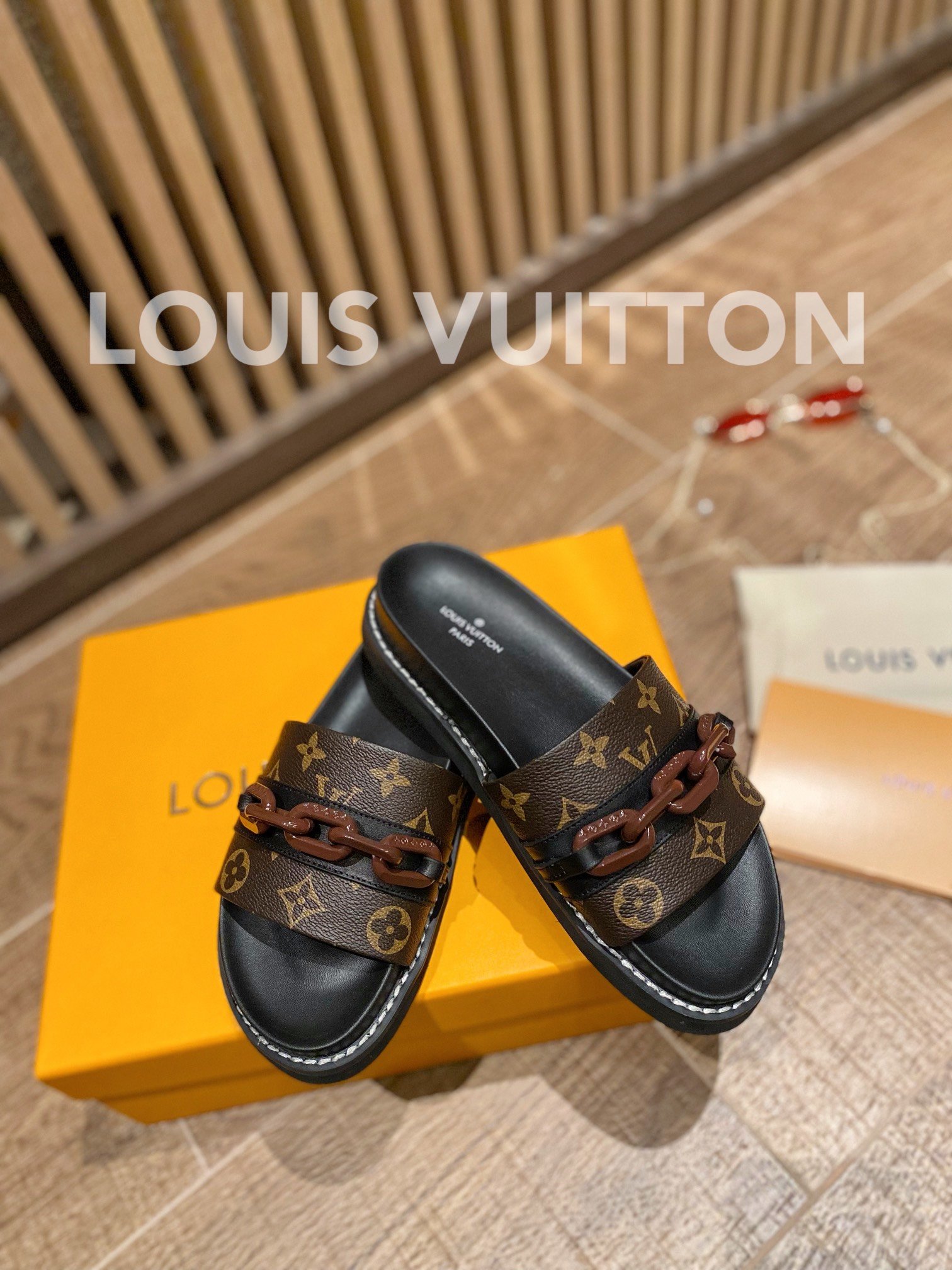 Louis Vuitton Sunset Flat Comfort Mule Black/Brown For Women LV - Soul Replicas
