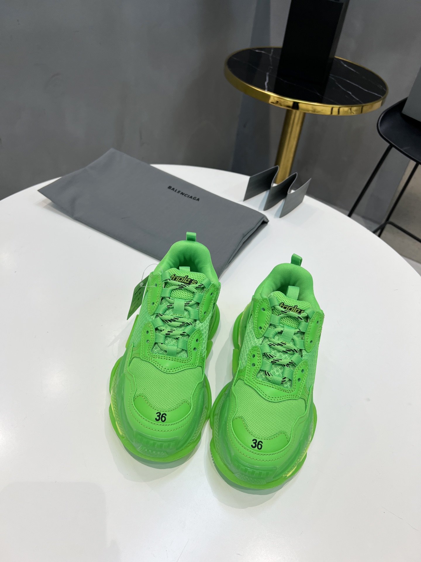 Balenciaga Triple S Trainers Clear Sole Green For Women - Soul Replicas